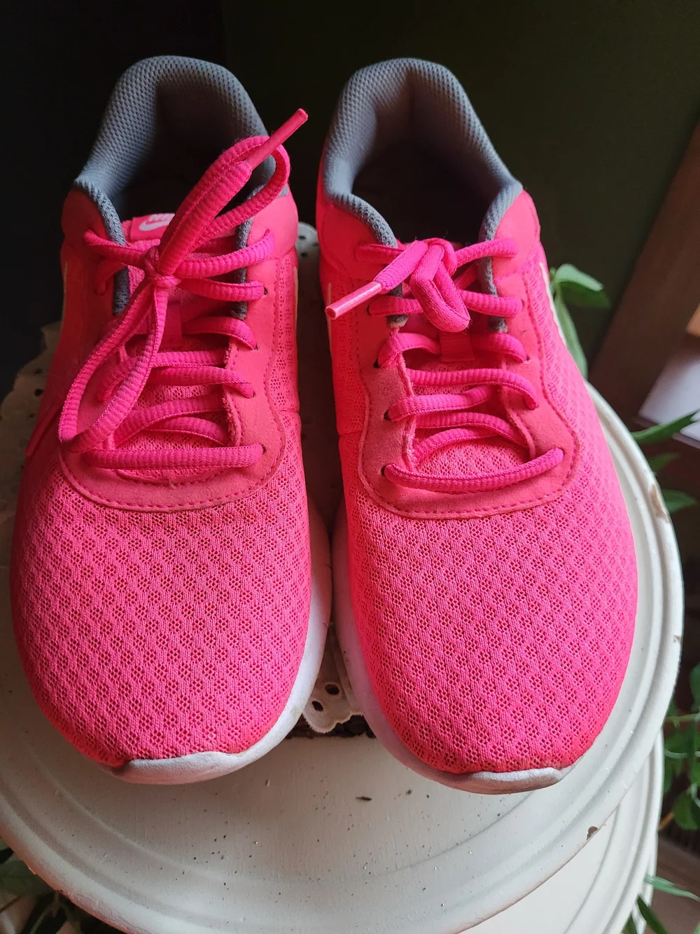 Nike Kids Hot Pink Mesh Sneakers with White Swoosh